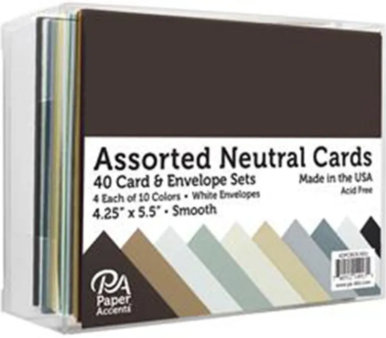 Paper Accents Assorted Cards with Envelopes – 40 Piece – Neutral