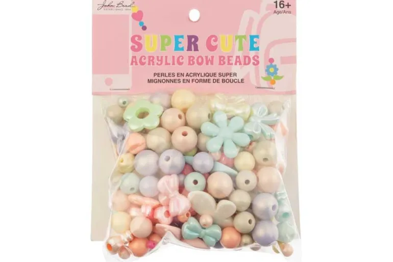 Pastel Acrylic Bow and Flower Bead Mix, 59g