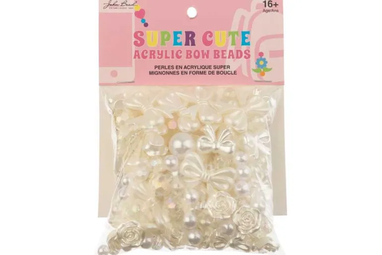 Pastel Acrylic Bow and Flower Bead Mix, 59g
