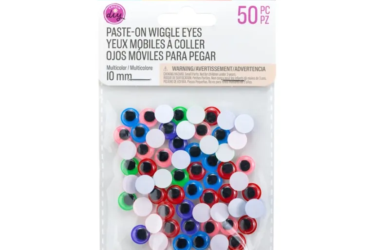 Paste-On Wiggle Eyes – 50mm – 4pc. – Black