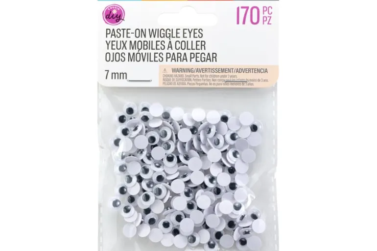 Paste-On Wiggle Eyes – 40mm – 6pc. – Black