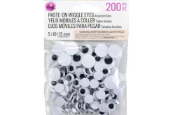 Paste-On Wiggle Eyes – 15mm – 60pc. – Black