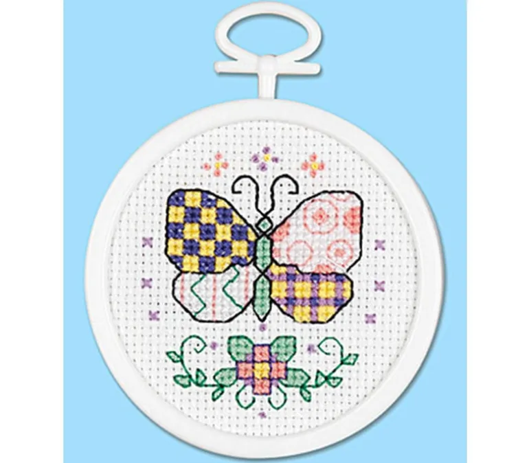 Patchwork Butterfly 2.5-inch round Mini Cross Stitch Kit #5032