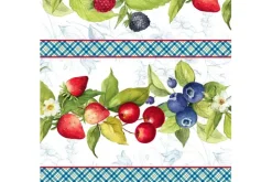 Patchwork Picnic Cherries Allover on Blue