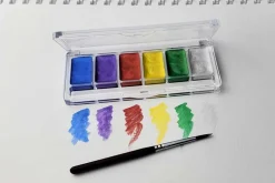 6pc. Pearlized Watercolor Travel Set with Brush