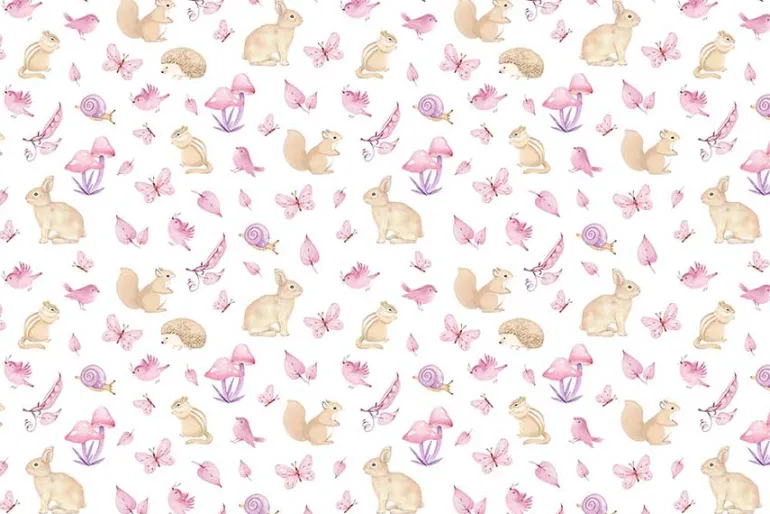 Peas in a Pod Flannel Bunny and Friends Toss on Pink