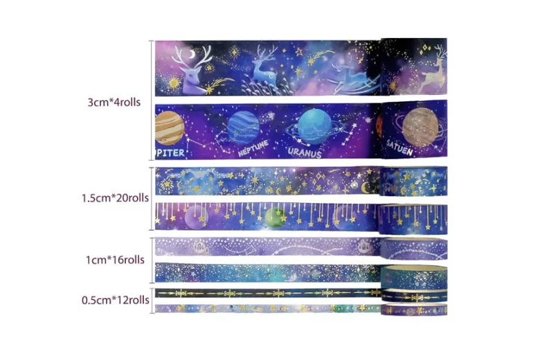 Pebbles Washi Tape – 8pc. – Cool Girl Gold Foil