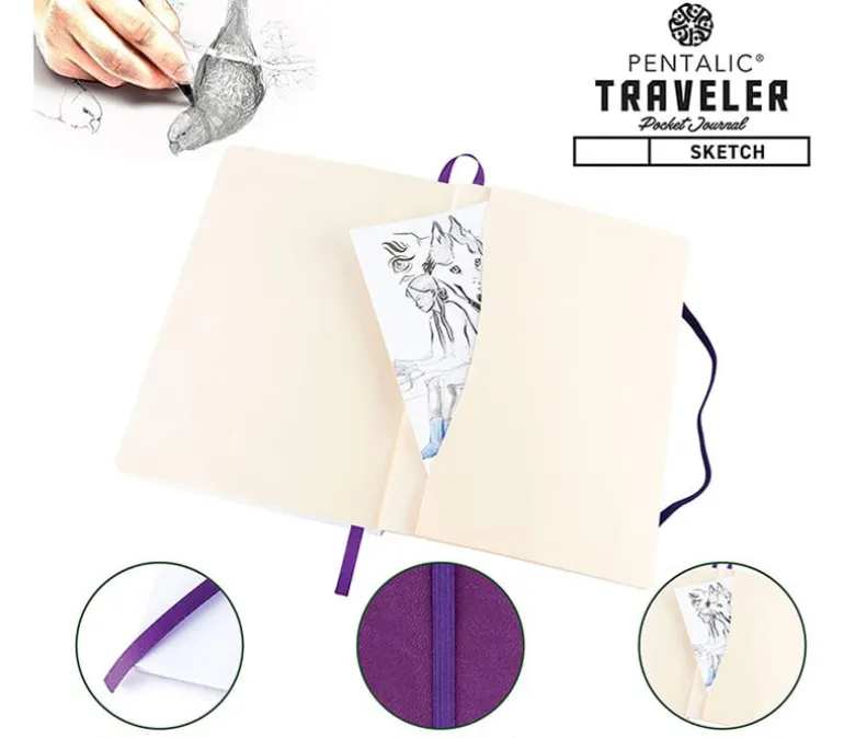 Pentalic Traveler’s Sketch Book – 6-inch x 8-inch (view colors)