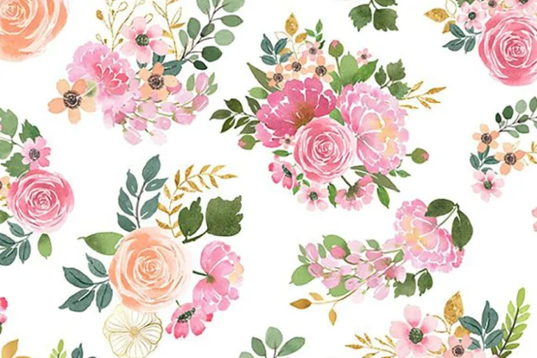 Peony Blossoms Glitter Dot on Yellow