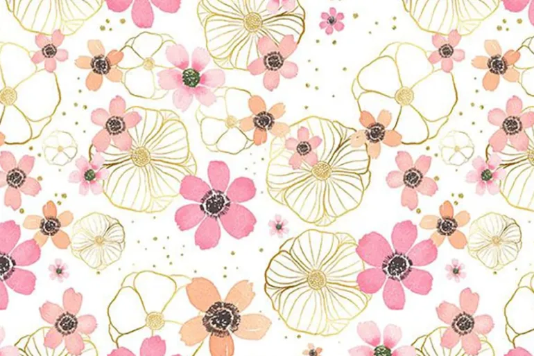Peony Blossoms Glitter Dot on Yellow
