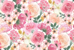 Peony Blossoms Packed Florals on White