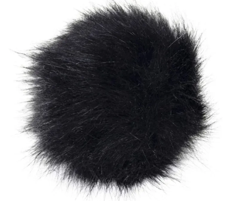 Pepperell Faux Fur Pom with Loop – Black