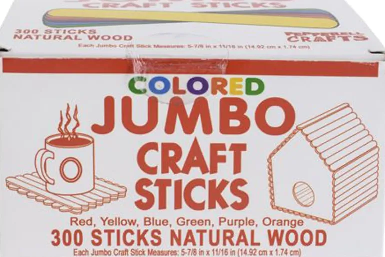 Pepperell Jumbo Wood Craft Sticks – 500 Piece Box