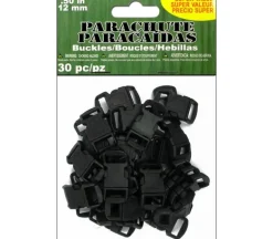 Pepperell Parachute Cord Buckle – 12mm – Black – 30 Piece