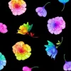 Petal Power Multicolor Flowers Tossed on Black