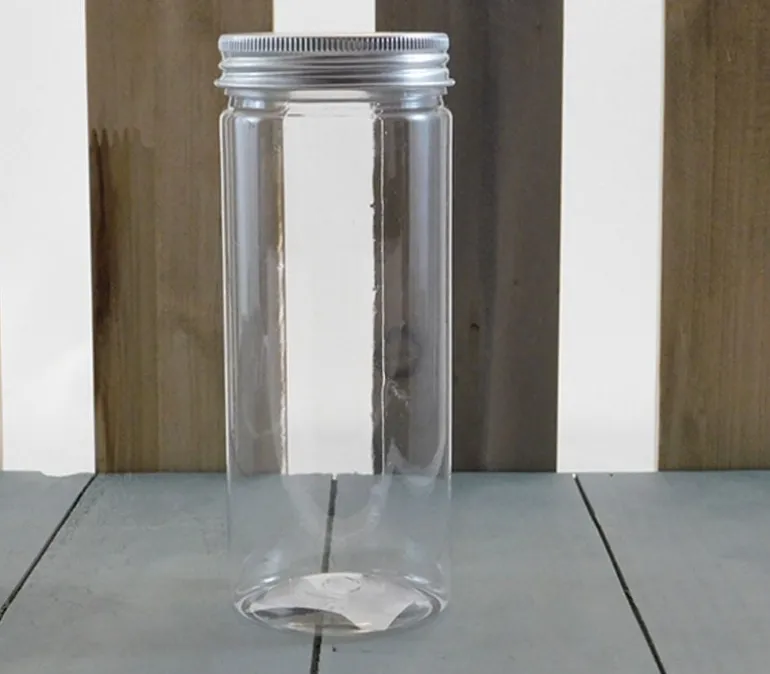 PET Can with Silver Lid – 2.5-inch round -6.5-inch tall