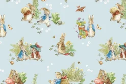 Peter Rabbit & Benjamin Bunny Lettuce Patch on Blue
