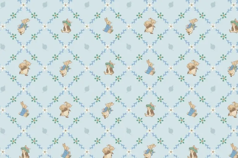Peter Rabbit & Benjamin Bunny Main Print on Blue