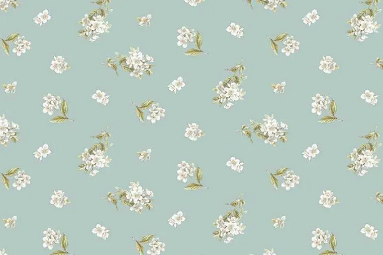 Peter Rabbit Cotton Jasmine Floral on Blue