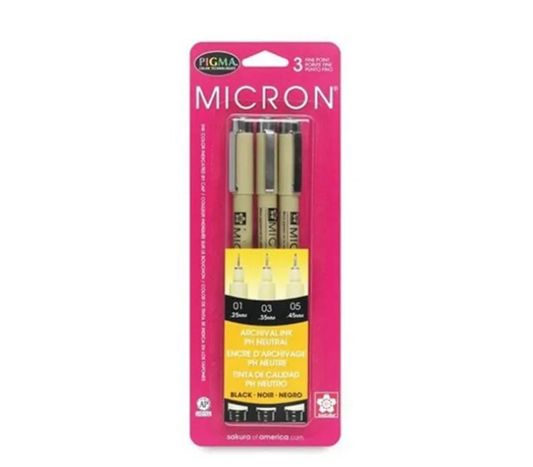 Pigma Micron Black Pen Set – 01, 03, 05 – 3 Piece