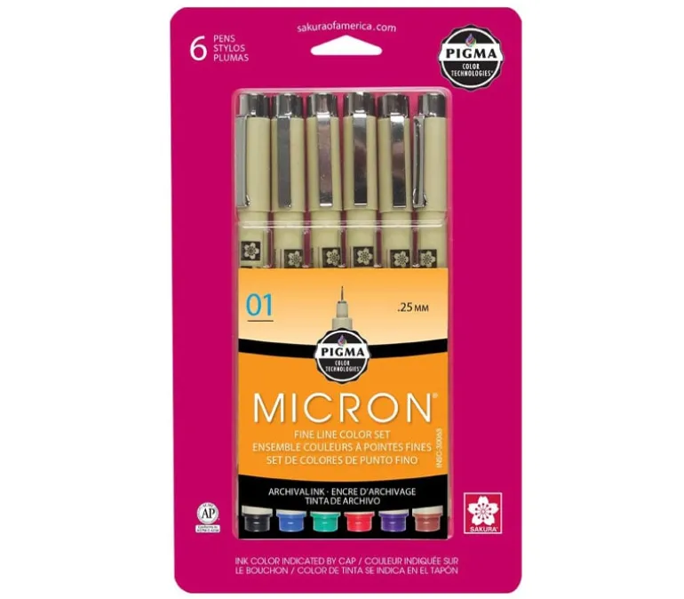 Pigma Micron Color Pen Set – 01 – 6 Piece