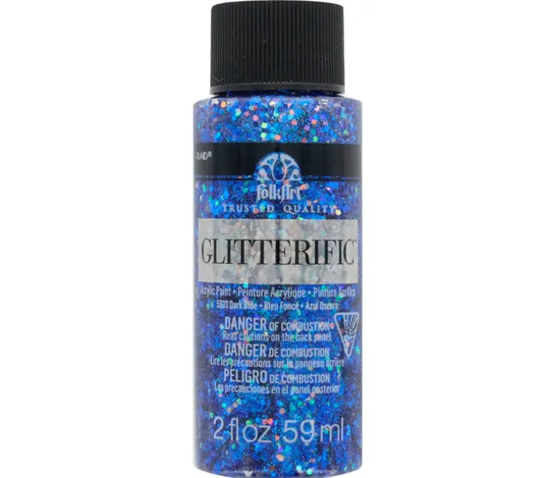 Plaid Folkart Glitterific Paint – 2-ounce – Dark Blue