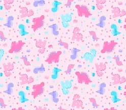 Playtime Flannel Dinosaurs Tossed on Pink