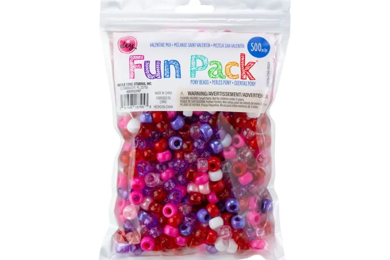 Pony Bead Fun Pack – 500pc. Valentine Mix