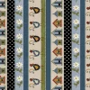 Prairie Chicks Hen and Birdhouse Stripe Blue/Multi