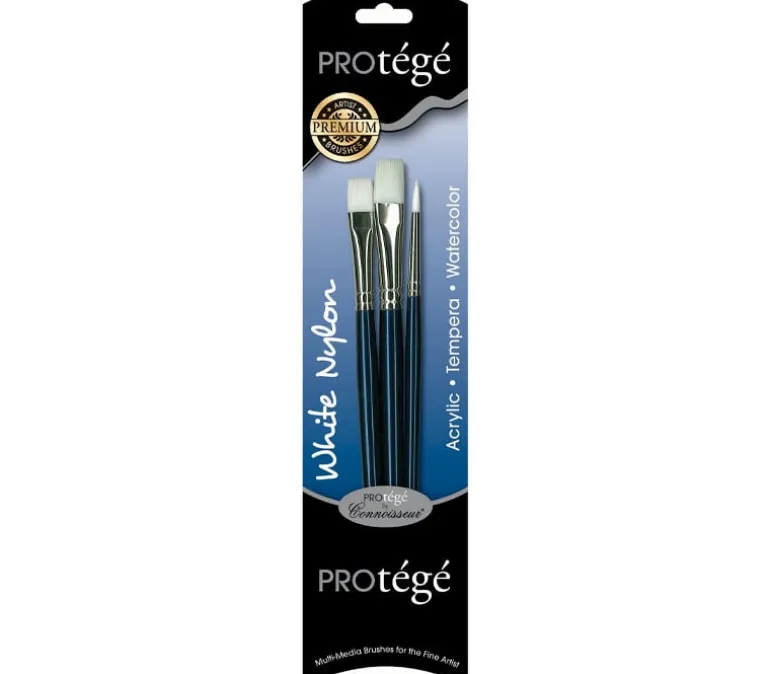 Protege Brush Set – White Nylon – Short Handle – 3 Piece