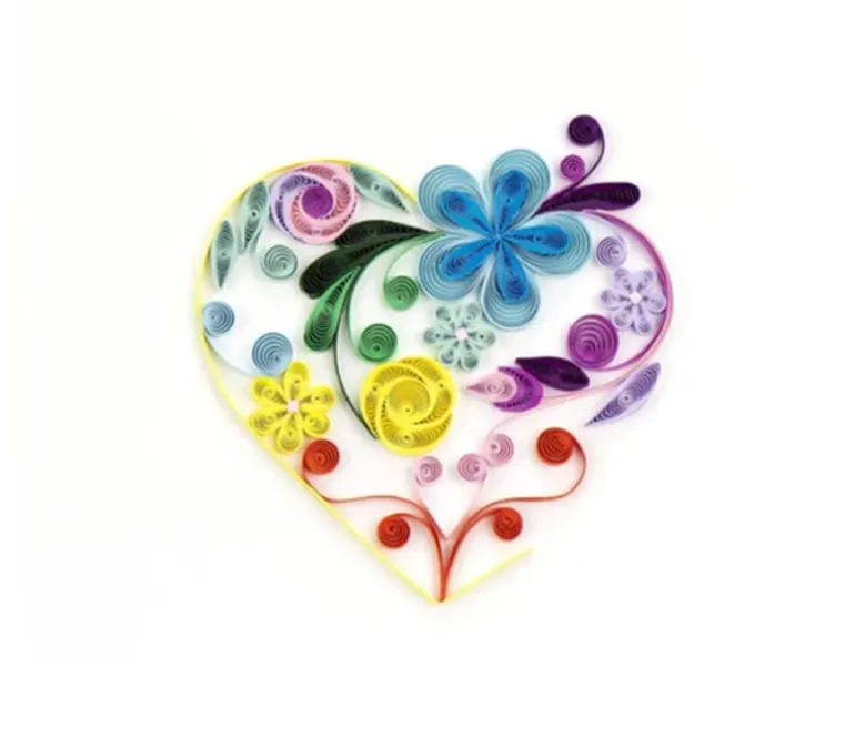 QuillingCard Quilled Greeting Card – Floral Rainbow Heart
