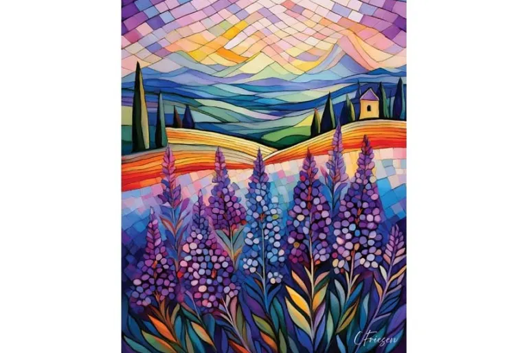 Quiltberry Farm Notecard – Lavender Fields & Sun
