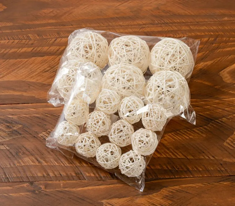 Rattan Ball Fillers – Small Decorative Spheres, 12-Piece Set