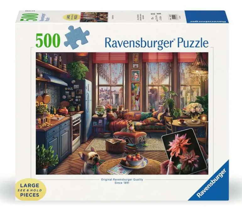 Ravensburger Cozy Boho Studio Puzzle – 500 Piece Large Format