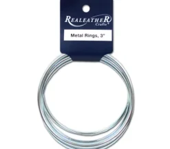 Realeather Metal Rings – 3-inch – Silver – 6 Piece