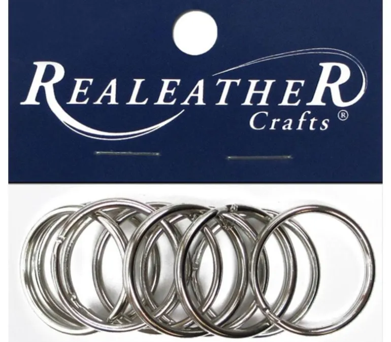 Realeather Split Key Ring – 1.25-inch – Nickel – 10 Piece