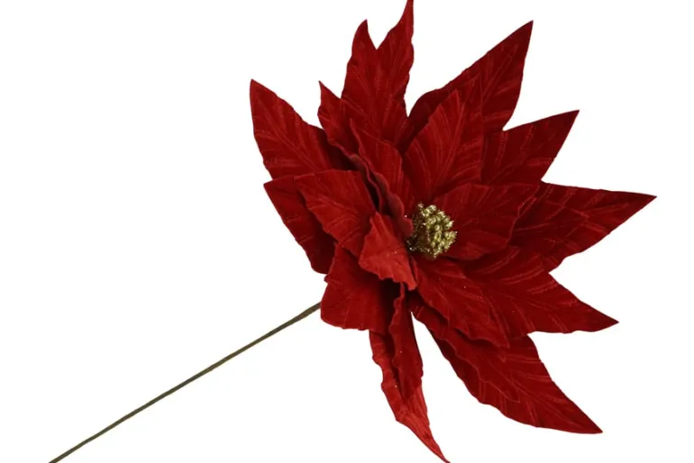 15″ Red Velvet Poinsettia Stem