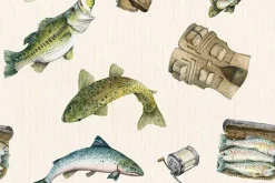 Reeled In Fish & Tackle Tossed on Cream