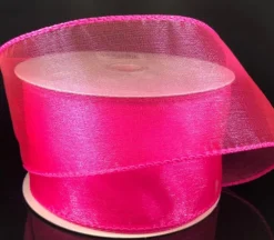 Ribbon – Neon Pink Sheer Wired 2.5-inch