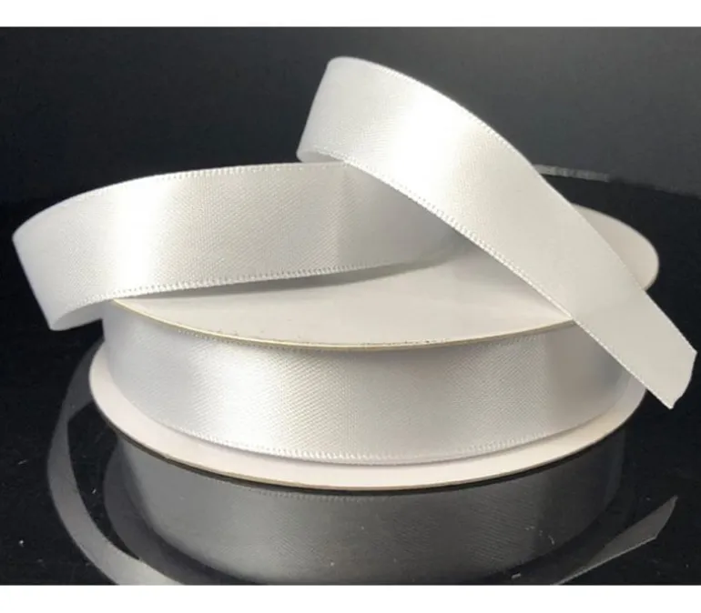 Ribbon Unwired Double Face Satin – 25-yards x 5/8-inch – White