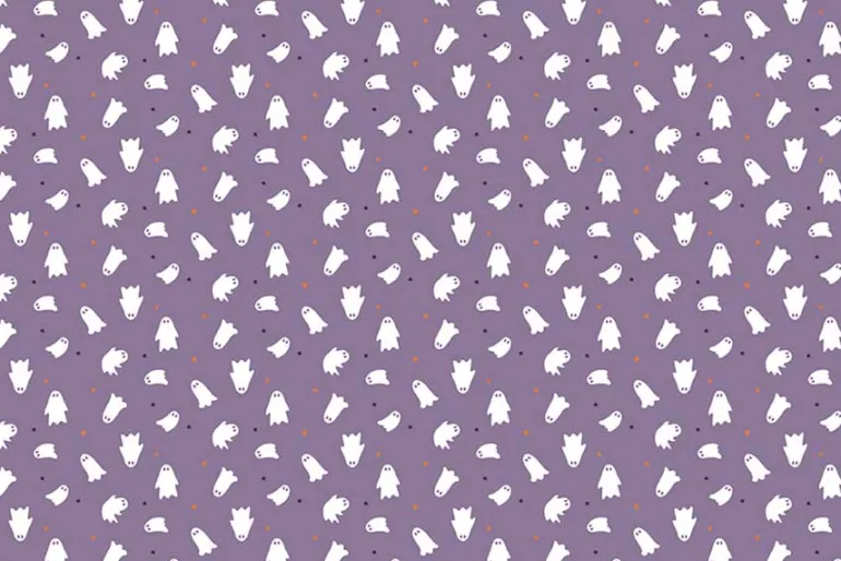 Riley Blake Halloween Glow in the Dark Ghosts on Black