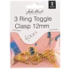 3 Ring Toggle Clasp 12mm – Gold 3 sets