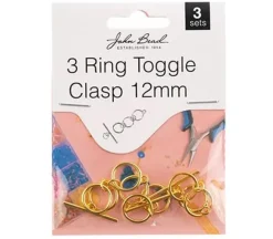 3 Ring Toggle Clasp 12mm – Gold 3 sets