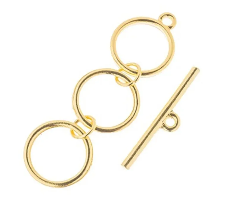 3 Ring Toggle Clasp 12mm – Gold 3 sets