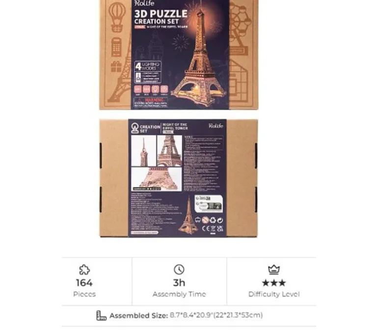Robotime Rolife Night of the Eiffel Tower Wooden Puzzle
