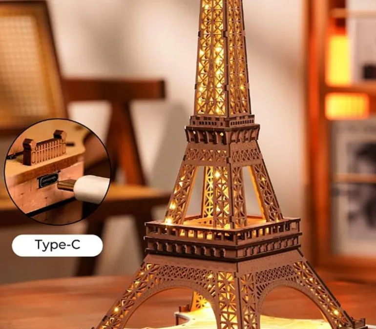 Robotime Rolife Night of the Eiffel Tower Wooden Puzzle