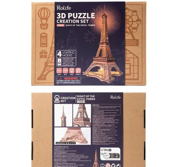 Robotime Rolife Night of the Eiffel Tower Wooden Puzzle