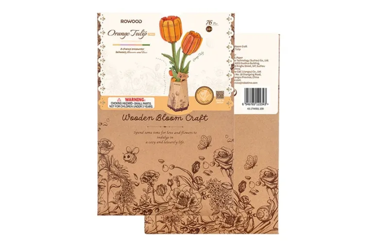 Robotime Rowood Wooden Bloom Craft – Orange Tulip