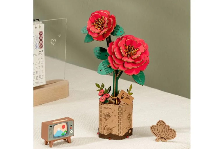 Robotime Rowood Wooden Bloom Craft – Pink Carnation