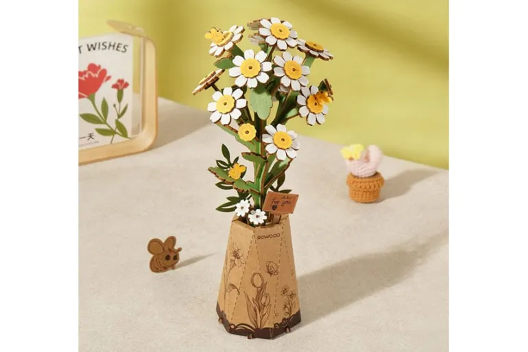 Robotime Rowood Wooden Bloom Craft – Pink Carnation
